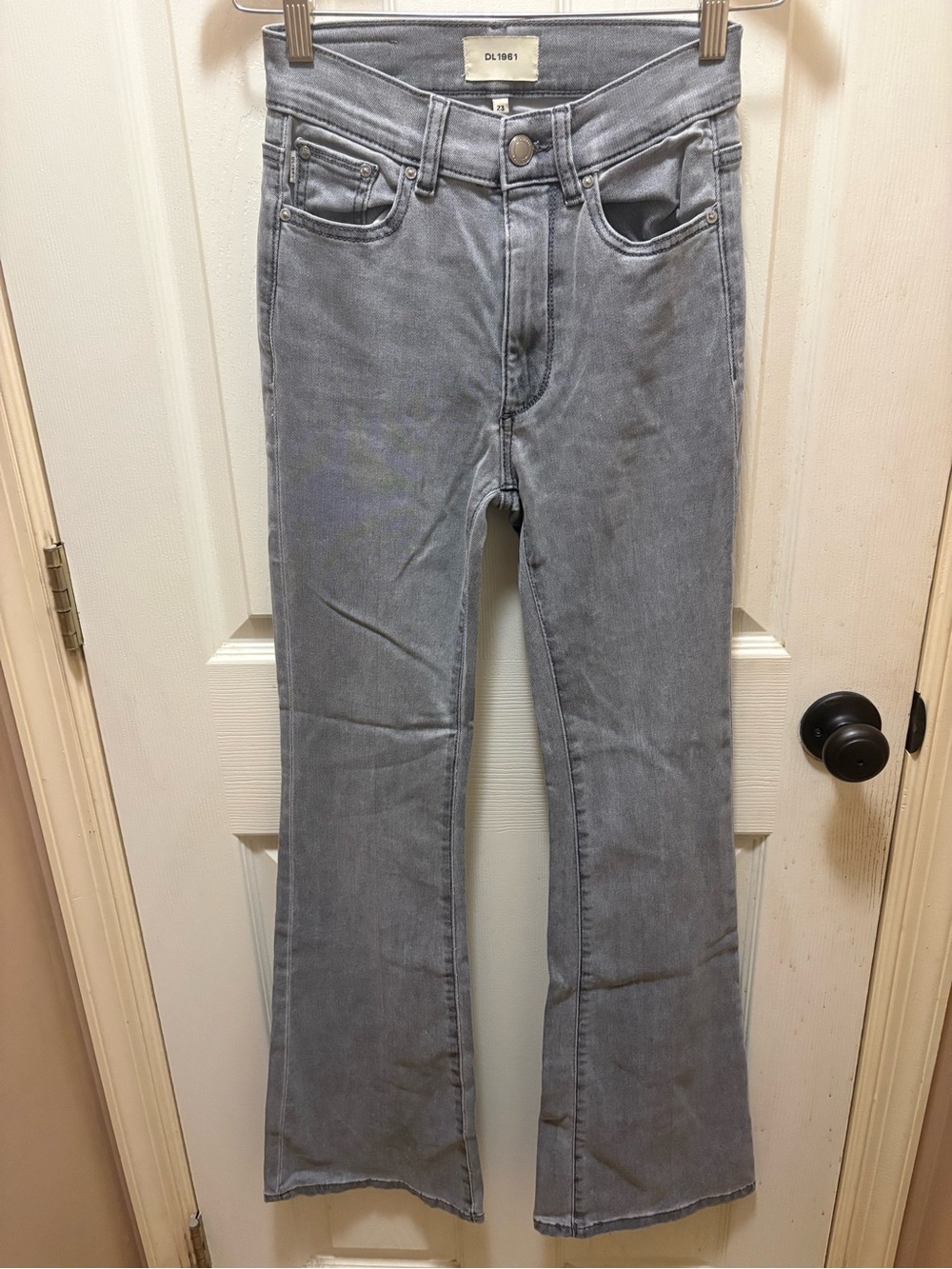 DL 1961 Bridget Boot Cut High Rise Instasculpt Jeans Grey Cove Gray Sz 23